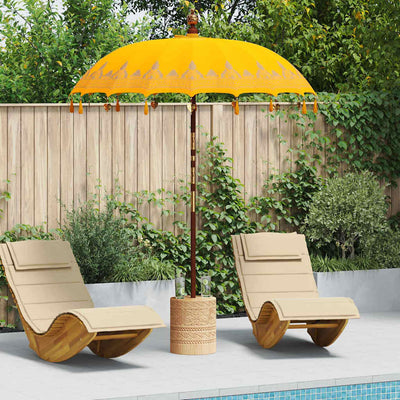 Balinesisk parasol med base Gul 185 x 185 x 260 cm