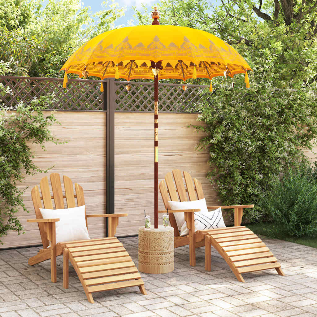 Balinesisk parasol med base Gul 185 x 185 x 260 cm