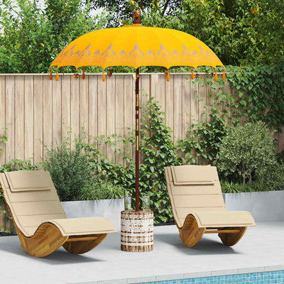 Balinesisk parasol med base Gul 185 x 185 x 260 cm