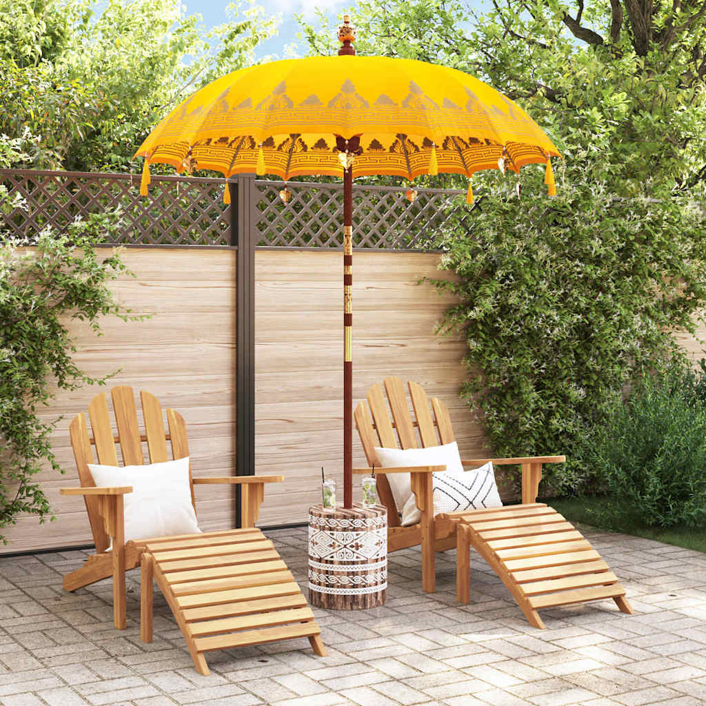 Balinesisk parasol med base Gul 185 x 185 x 260 cm