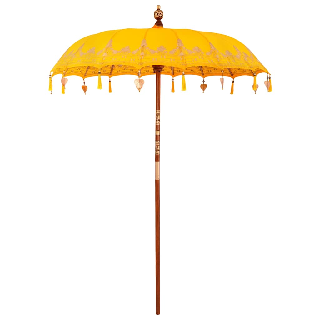 Balinesisk parasol med base Gul 185 x 185 x 260 cm