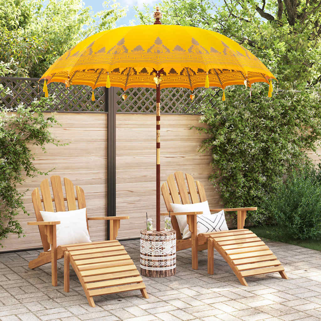 Balinesisk parasol med base Gul 215 x 215 x 260 cm