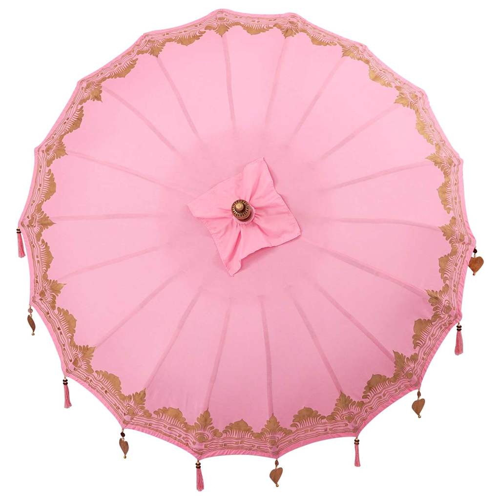 Balinesisk parasol med base Lyserød 185 x 185 x 260 cm