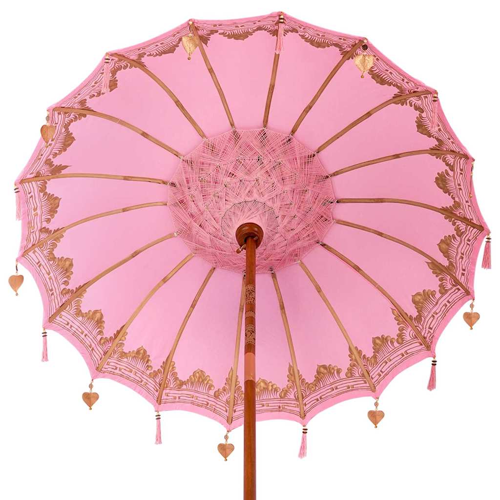 Balinesisk parasol med base Lyserød 185 x 185 x 260 cm