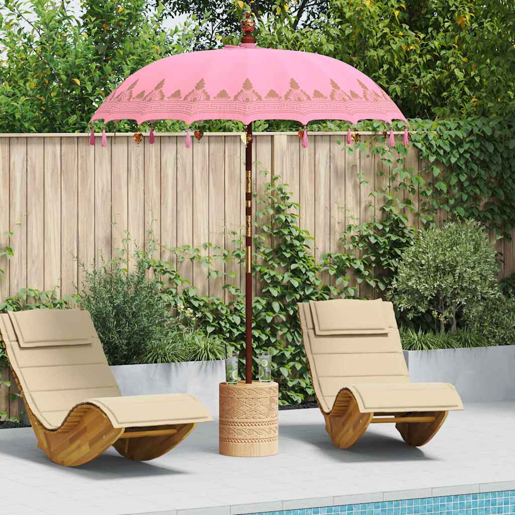 Balinesisk parasol med base Lyserød 185 x 185 x 260 cm