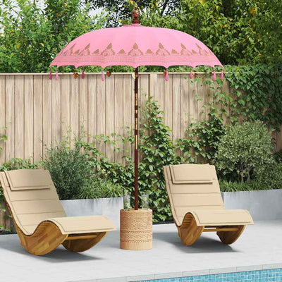 Balinesisk parasol med base Lyserød 185 x 185 x 260 cm