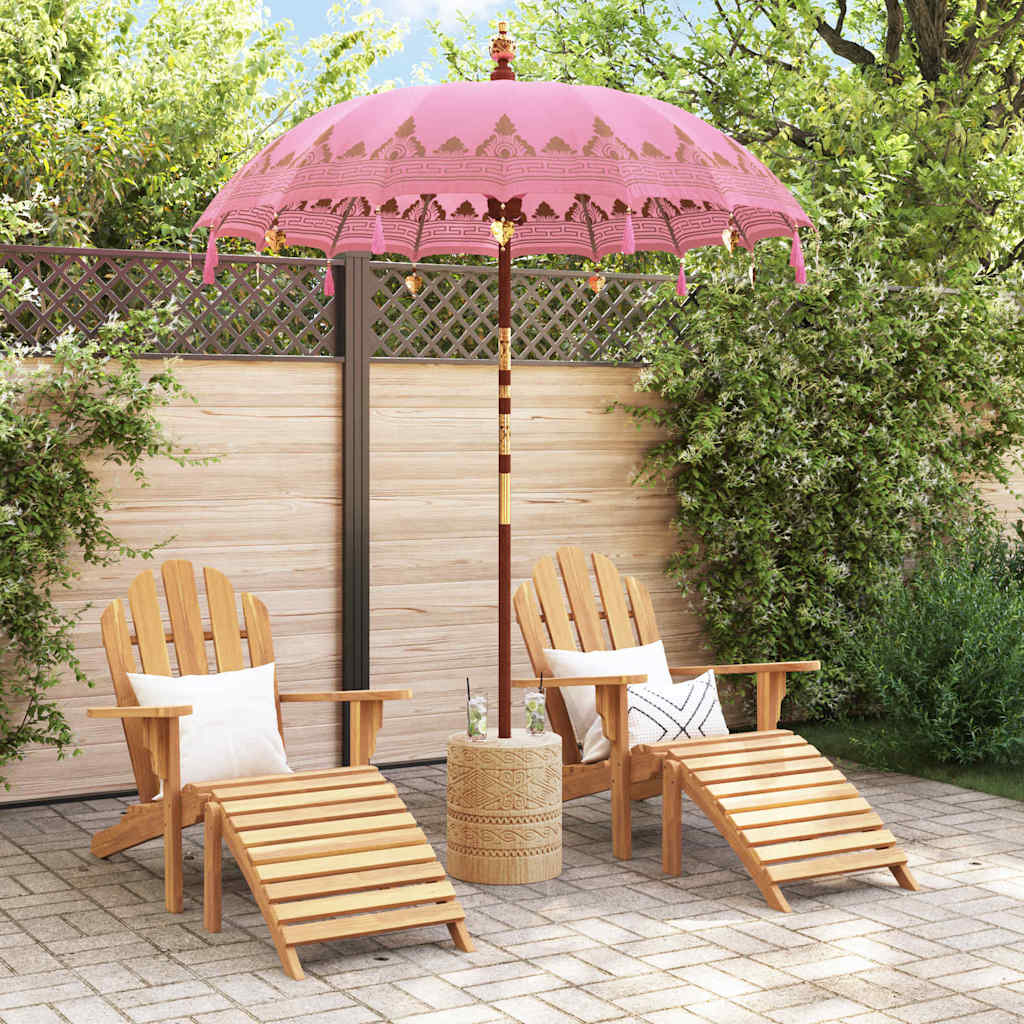 Balinesisk parasol med base Lyserød 185 x 185 x 260 cm