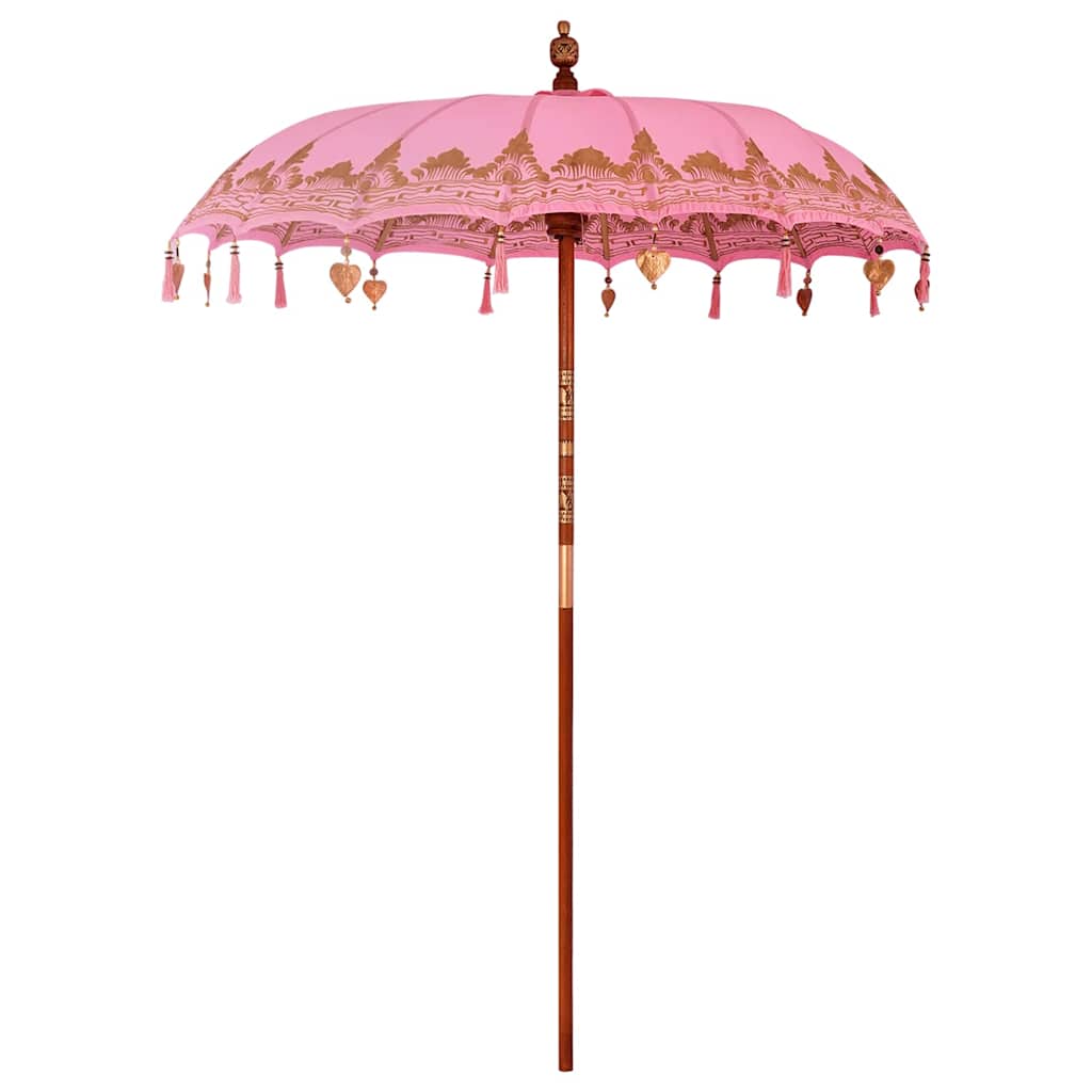 Balinesisk parasol med base Lyserød 185 x 185 x 260 cm