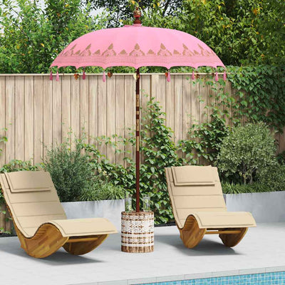 Balinesisk parasol med base Lyserød 185 x 185 x 260 cm