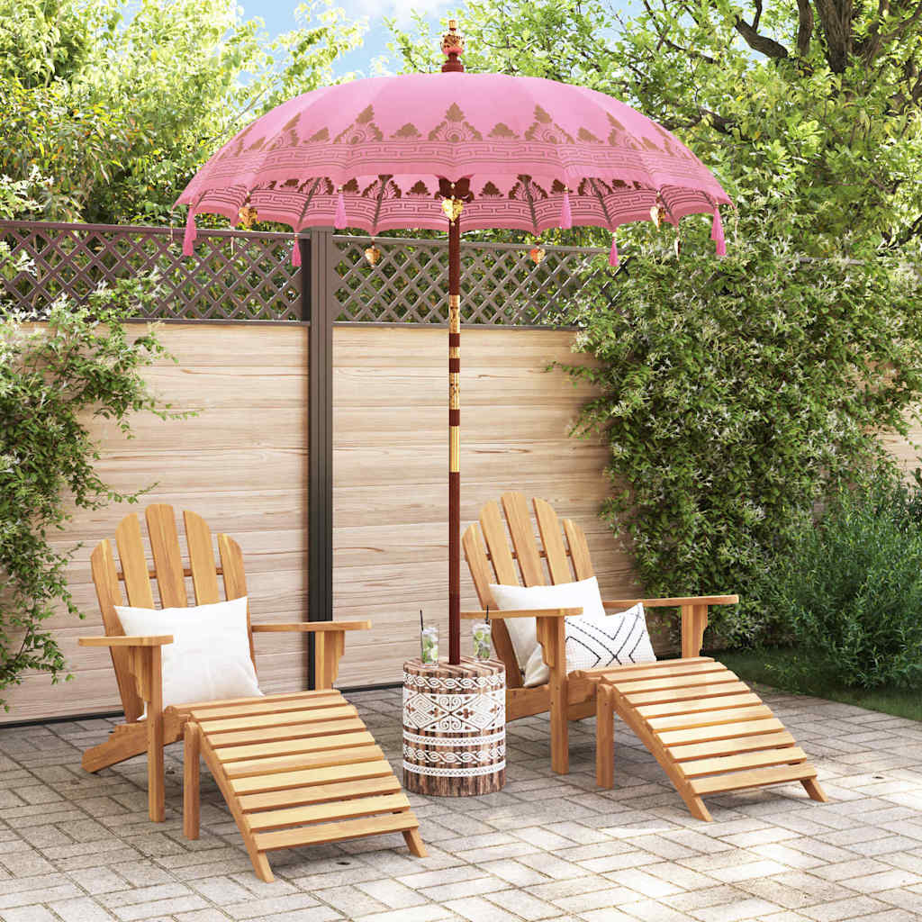 Balinesisk parasol med base Lyserød 185 x 185 x 260 cm