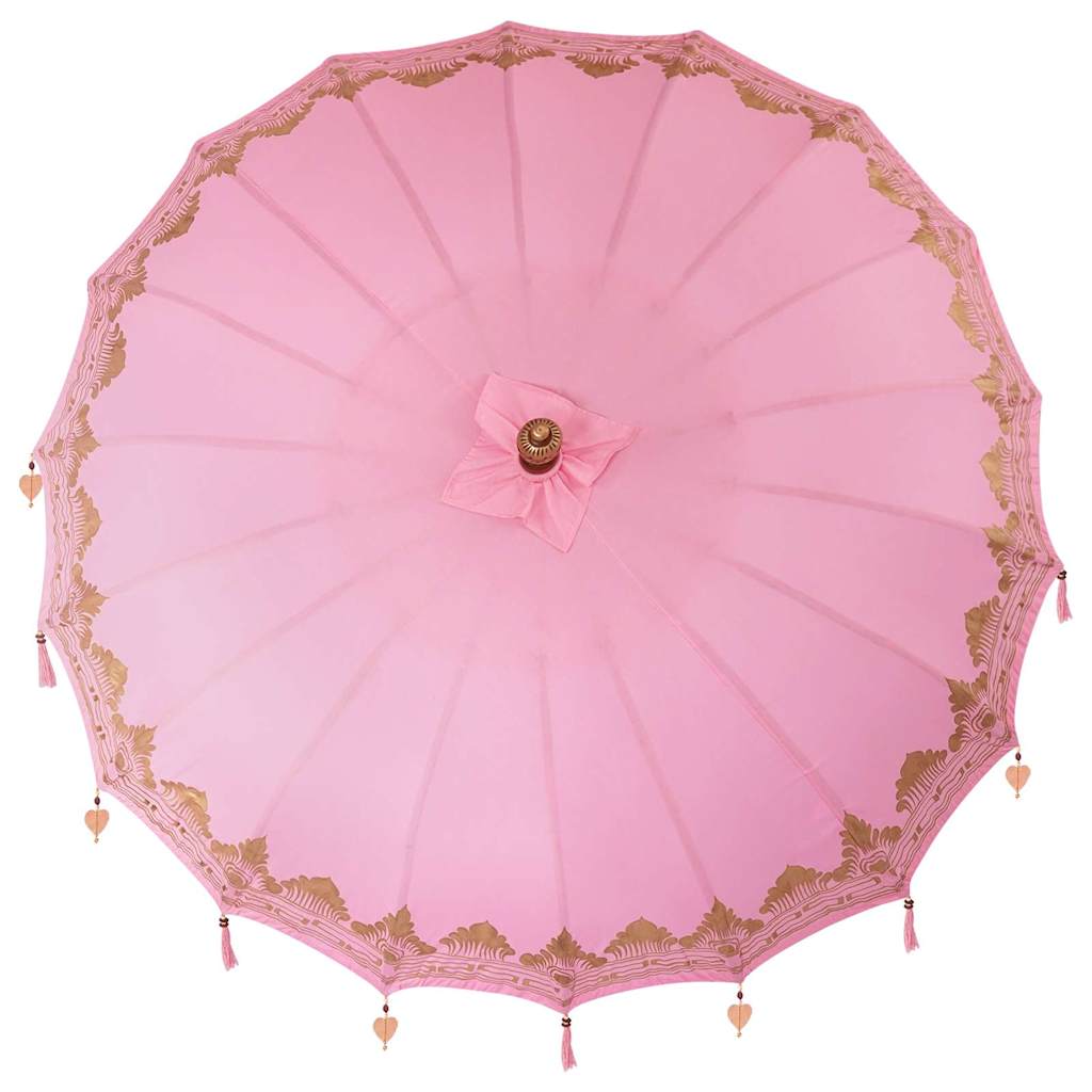 Balinesisk parasol med base Lyserød 215 x 215 x 260 cm