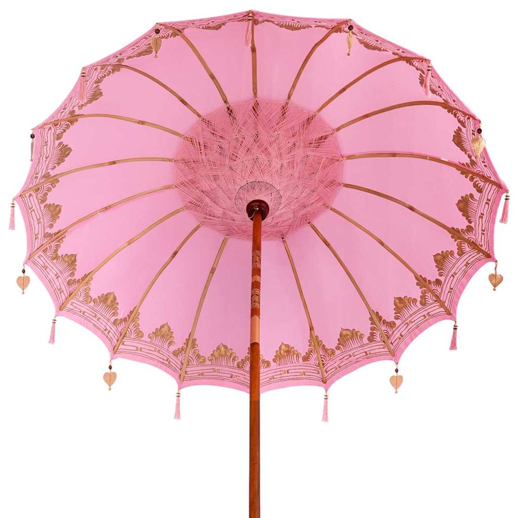 Balinesisk parasol med base Lyserød 215 x 215 x 260 cm