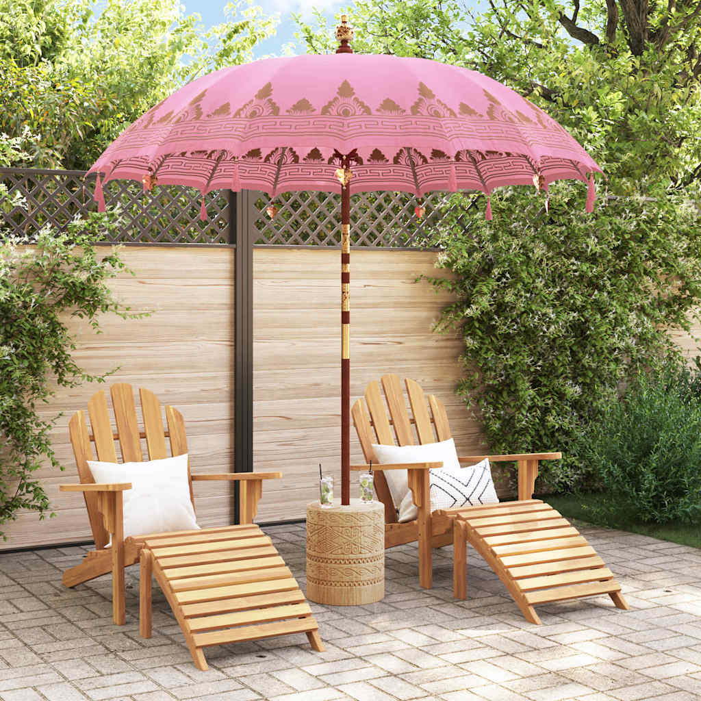 Balinesisk parasol med base Lyserød 215 x 215 x 260 cm