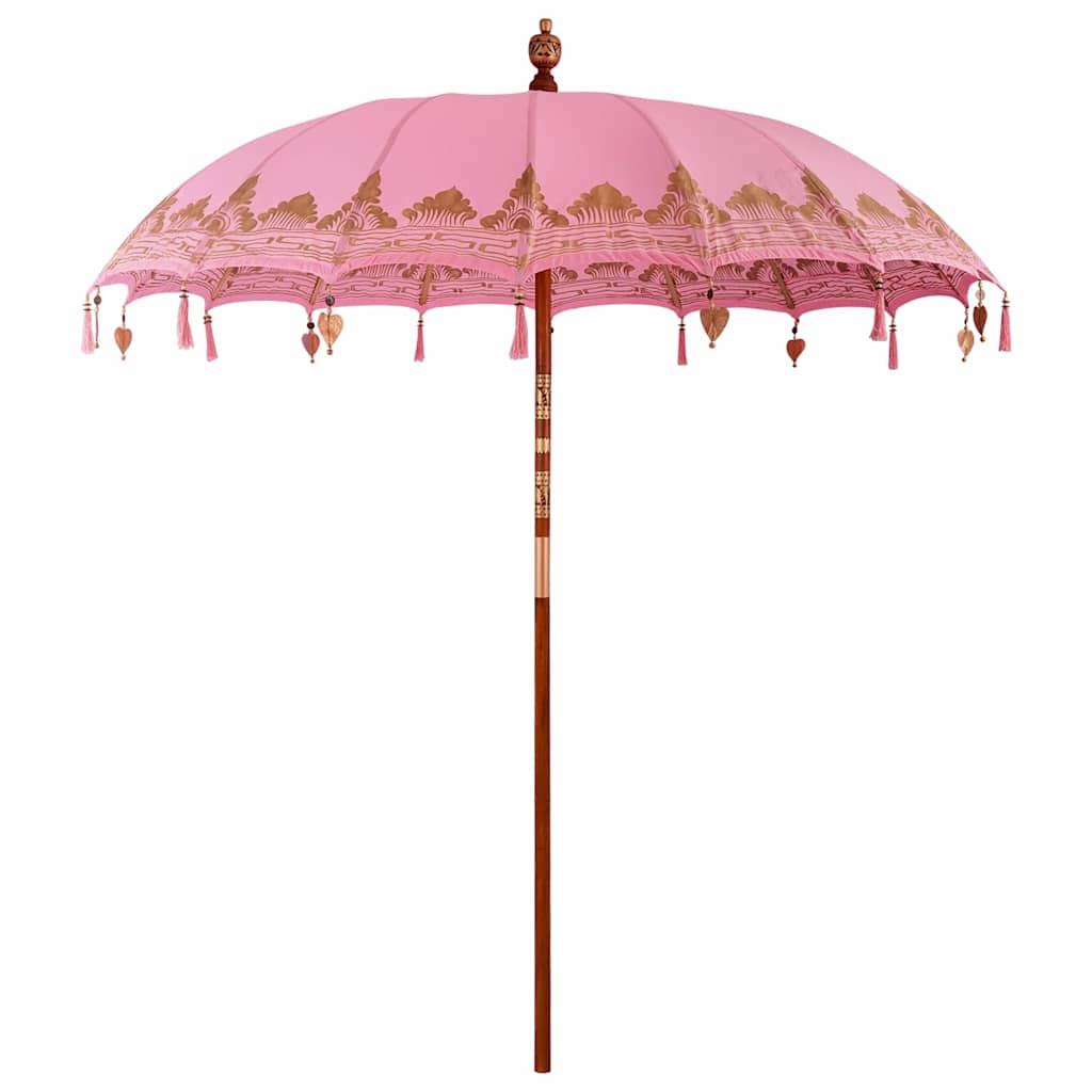 Balinesisk parasol med base Lyserød 215 x 215 x 260 cm