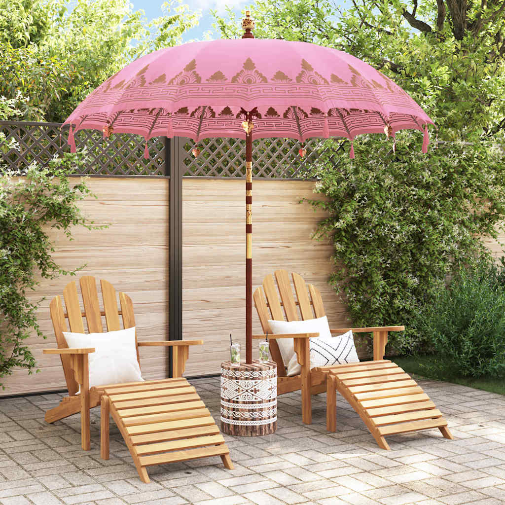 Balinesisk parasol med base Lyserød 215 x 215 x 260 cm