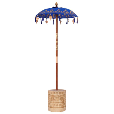 Balinesisk parasol med base Blå 95 x 95 x 260 cm