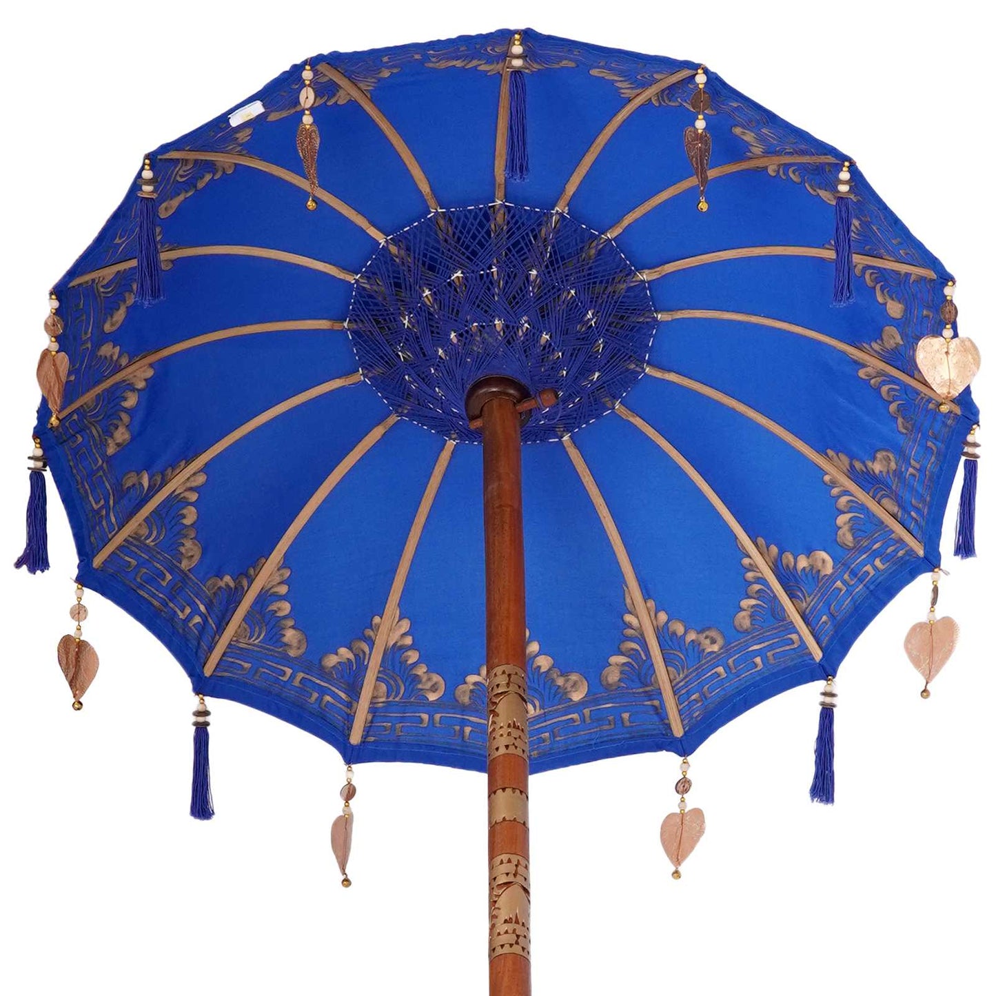 Balinesisk parasol med base Blå 95 x 95 x 260 cm