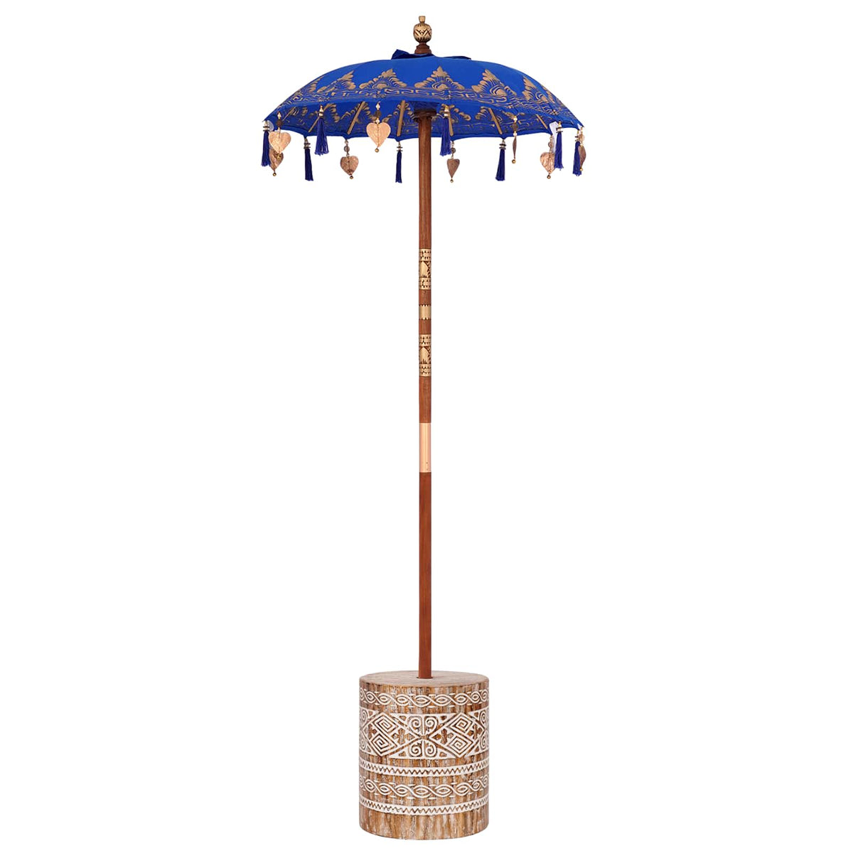 Balinesisk parasol med base Blå 95 x 95 x 260 cm