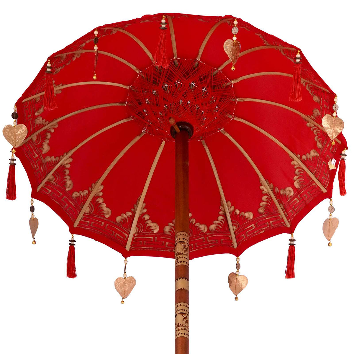 Balinesisk parasol med base Rød 95 x 95 x 260 cm