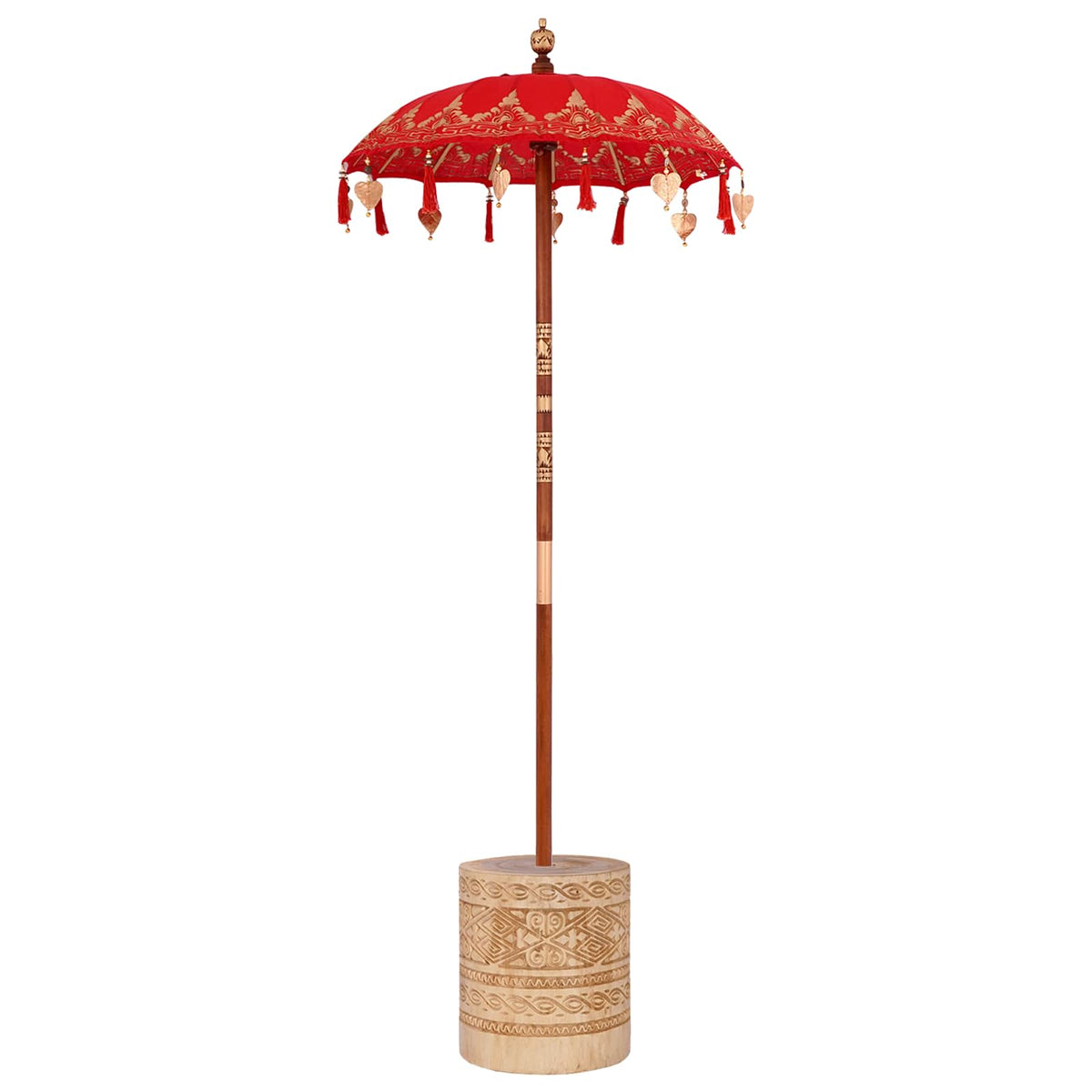 Balinesisk parasol med base Rød 95 x 95 x 260 cm