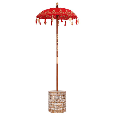 Balinesisk parasol med base Rød 95 x 95 x 260 cm