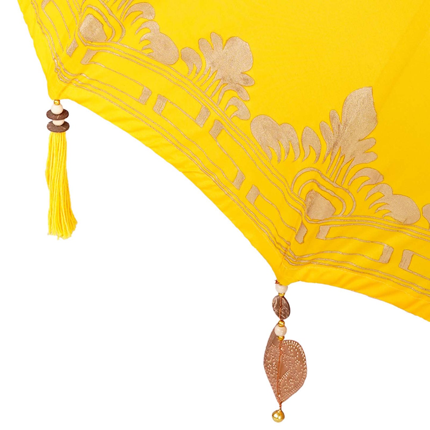 Balinesisk parasol med base Gul 95 x 95 x 260 cm