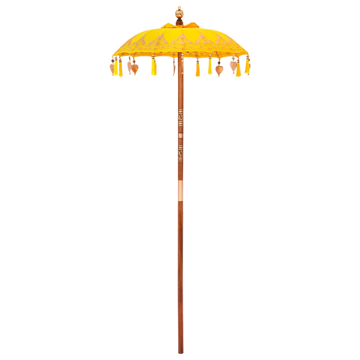 Balinesisk parasol med base Gul 95 x 95 x 260 cm