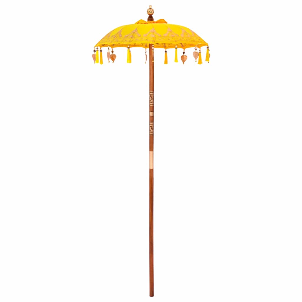 Balinesisk parasol med base Gul 95 x 95 x 260 cm