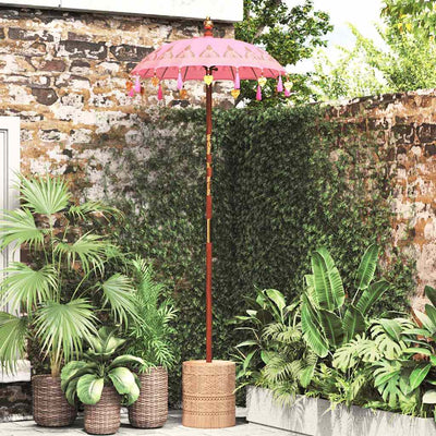Balinesisk parasol med base Lyserød 95 x 95 x 260 cm