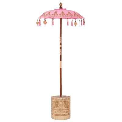 Balinesisk parasol med base Lyserød 95 x 95 x 260 cm