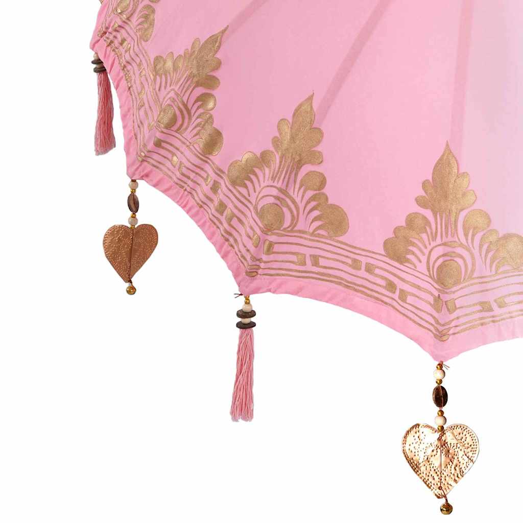 Balinesisk parasol med base Lyserød 95 x 95 x 260 cm