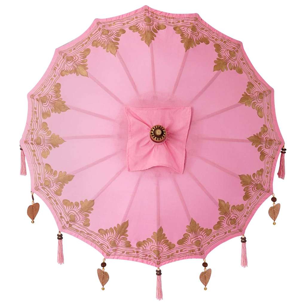Balinesisk parasol med base Lyserød 95 x 95 x 260 cm