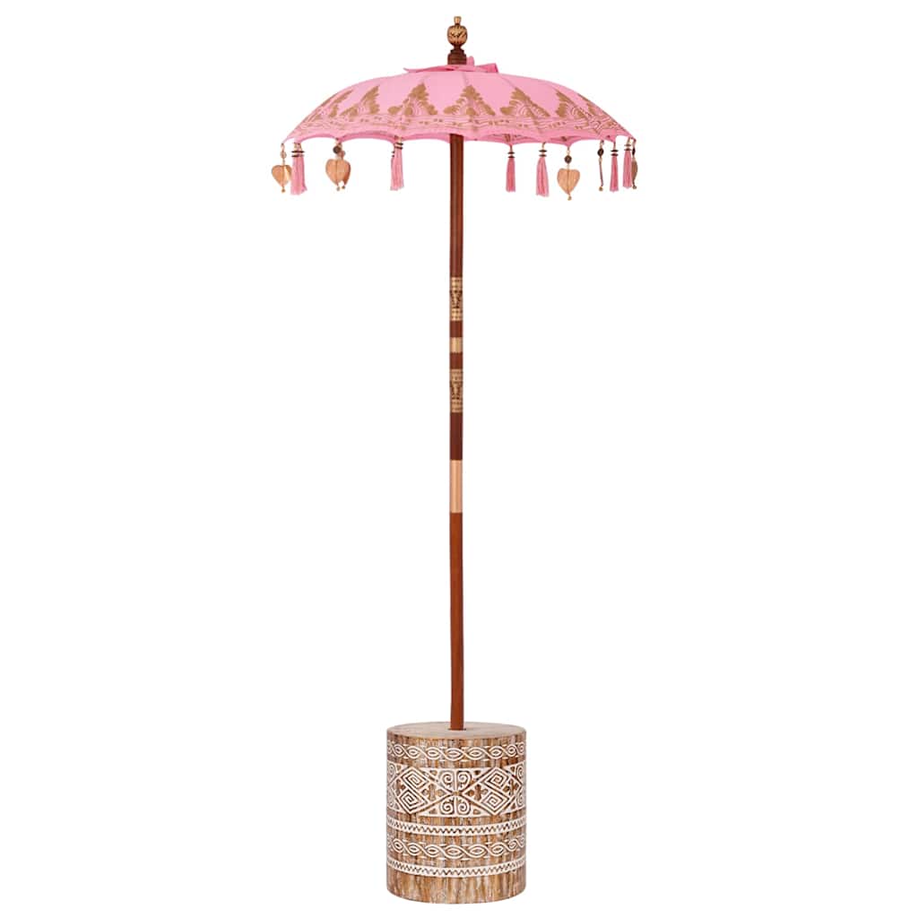 Balinesisk parasol med base Lyserød 95 x 95 x 260 cm
