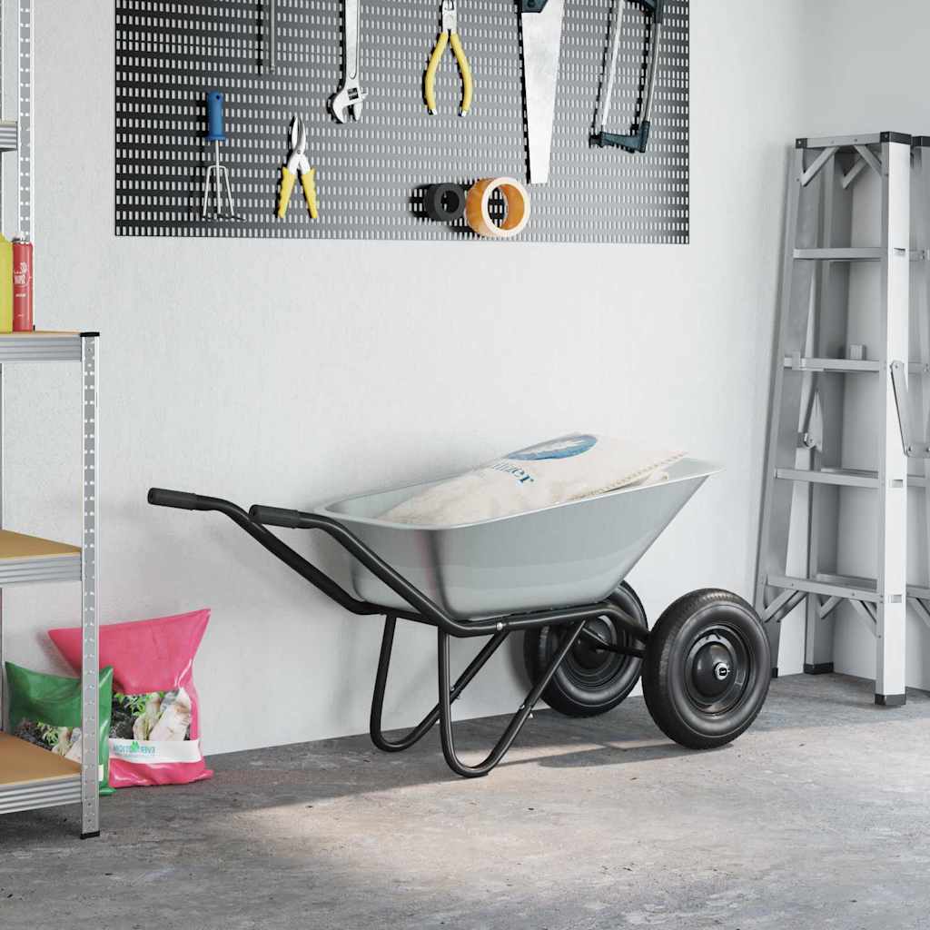 Skubbevogn Sølv og Sort 80 L 120 kg Galvaniseret stål