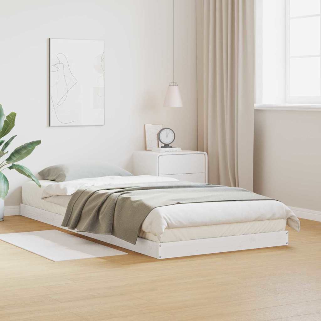 Gulvsengramme Hvid 80 x 220 cm Massiv fyrretræ
