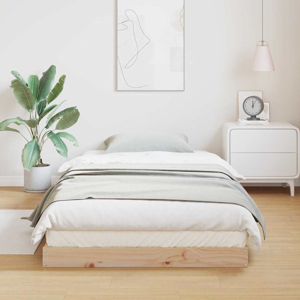 Gulvsengramme Naturfarvet 90 x 220 cm Massiv fyrretræ