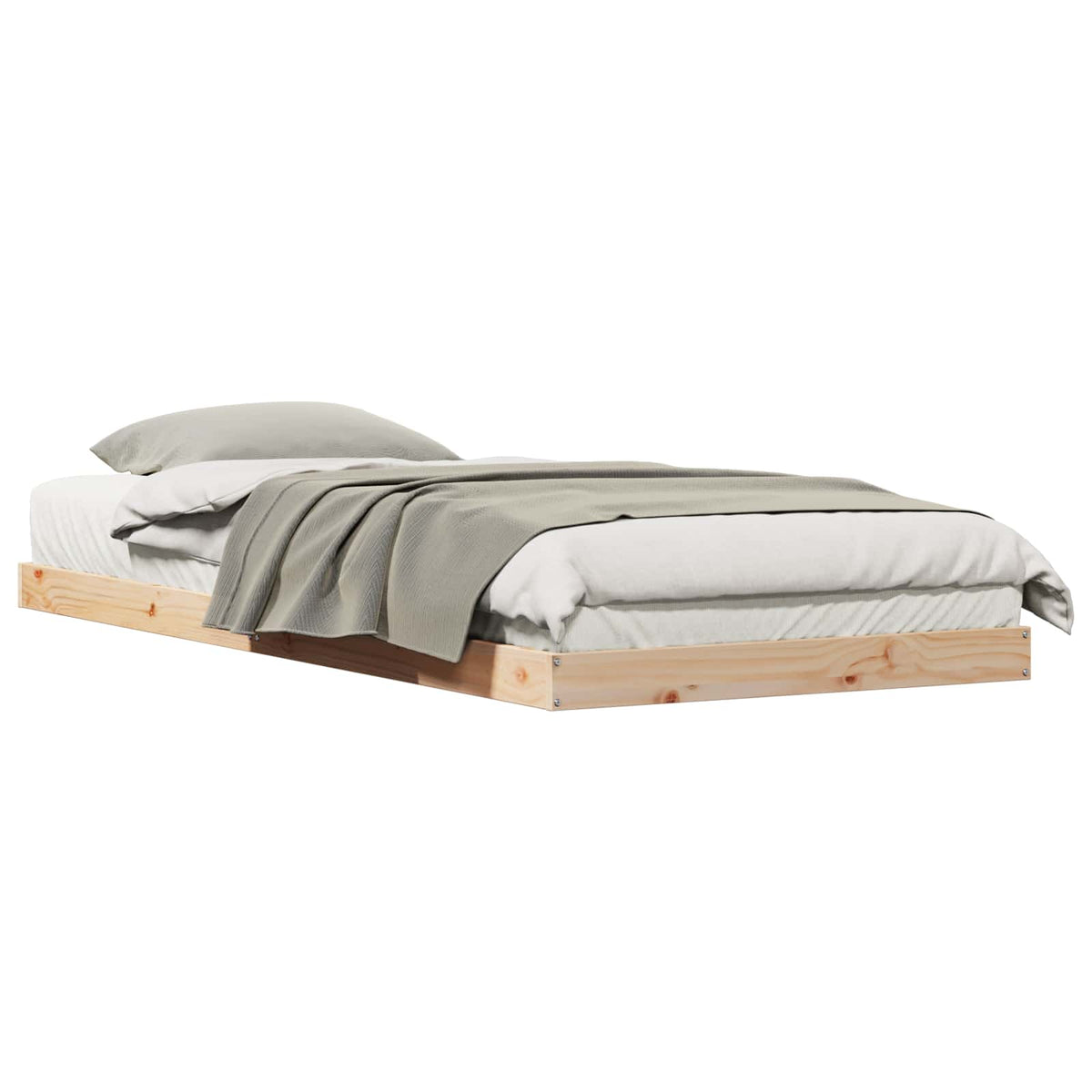 Gulvsengramme Naturfarvet 90 x 220 cm Massiv fyrretræ