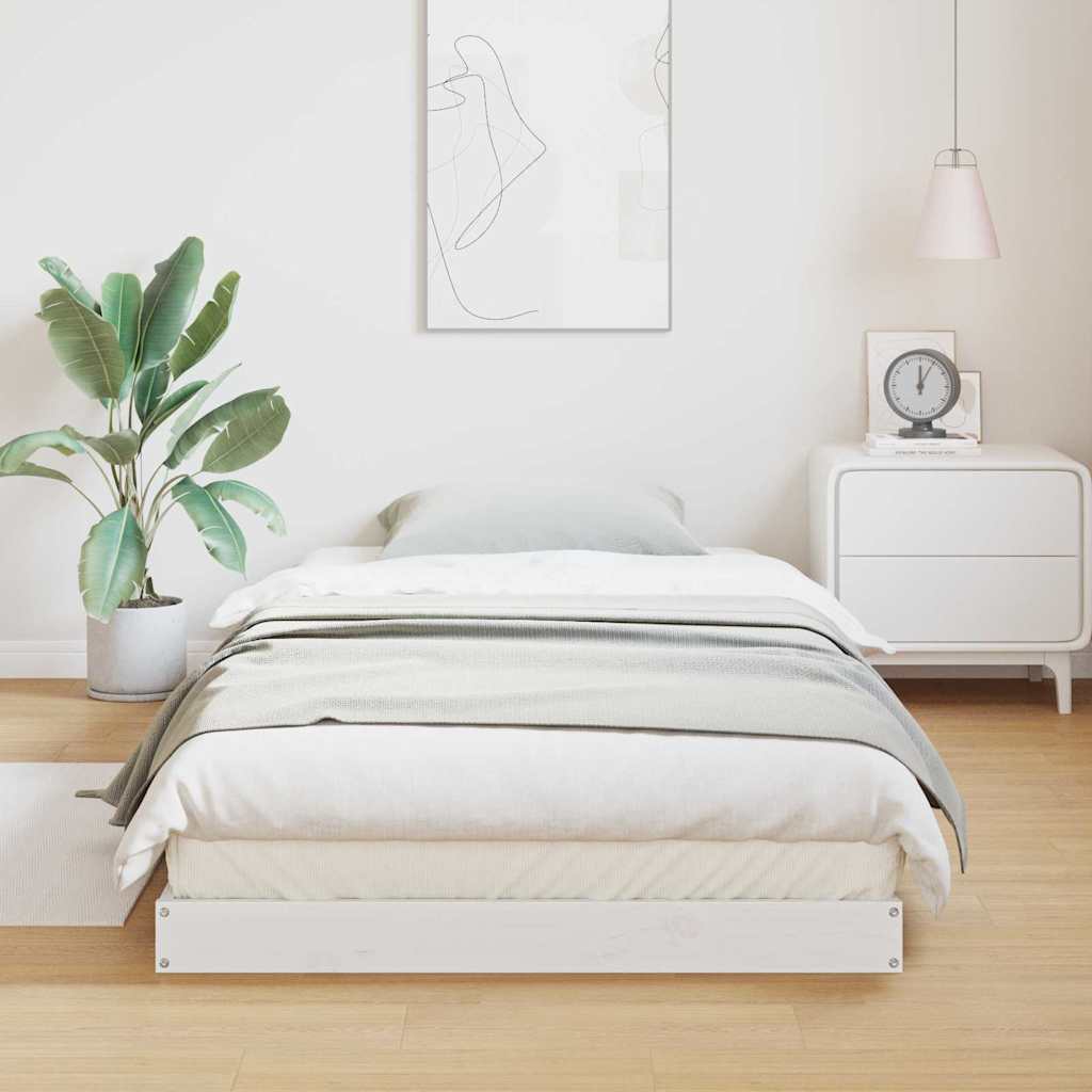 Gulvsengramme Hvid 90 x 220 cm Massiv fyrretræ
