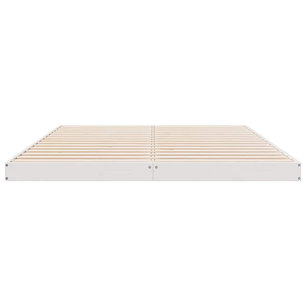 Gulvsengramme Hvid 140 x 220 cm Massiv fyrretræ
