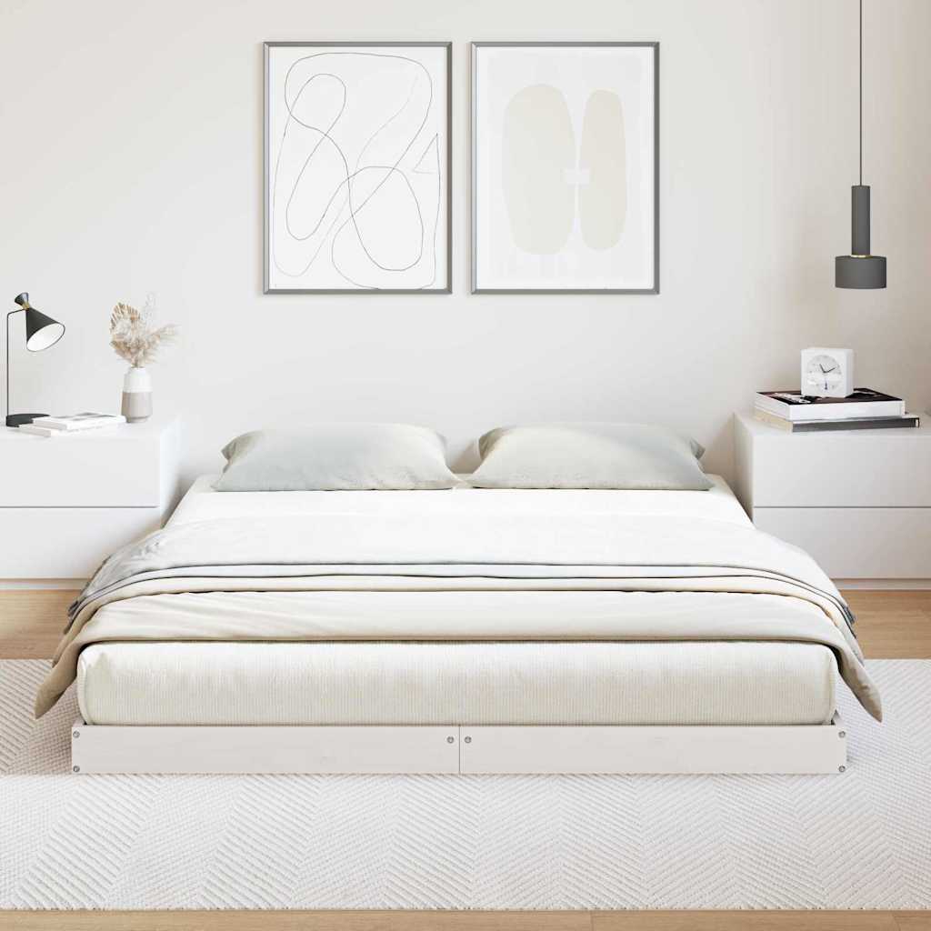 Gulvsengramme Hvid 160 x 220 cm Massiv fyrretræ
