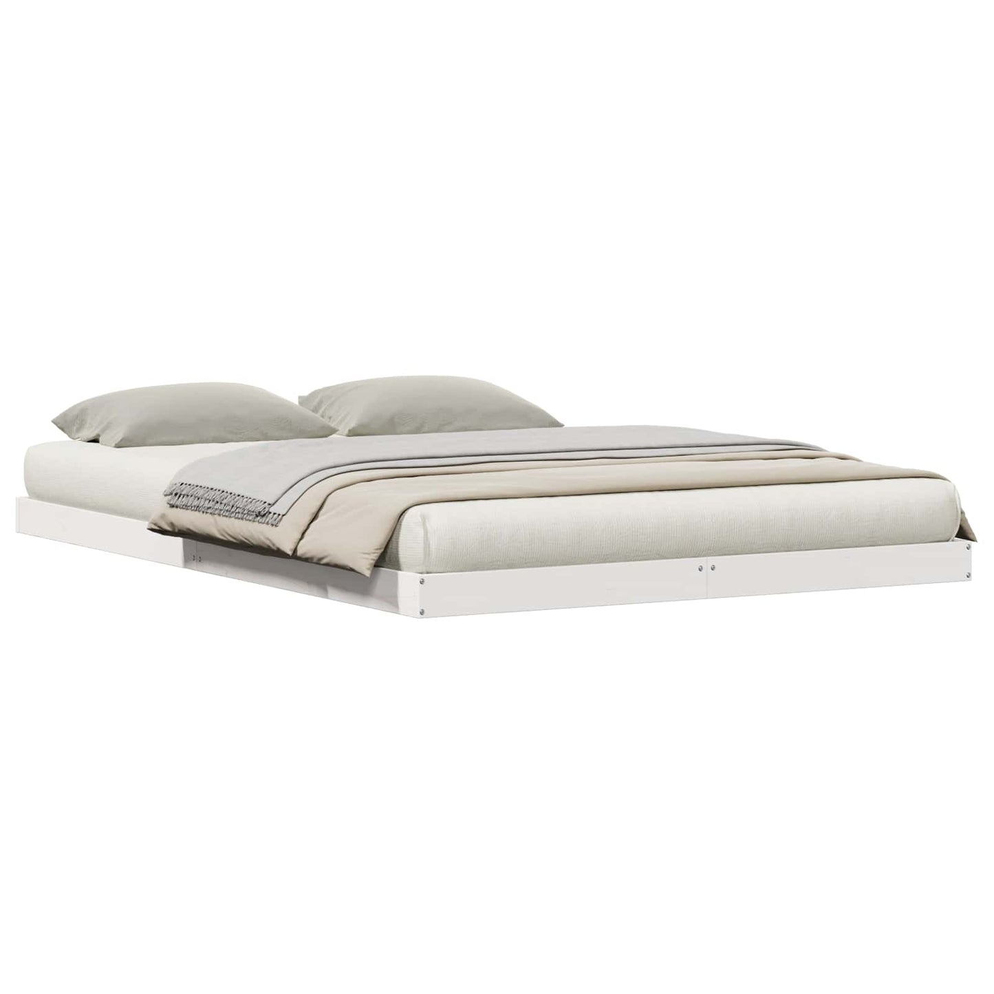 Gulvsengramme Hvid 160 x 220 cm Massiv fyrretræ
