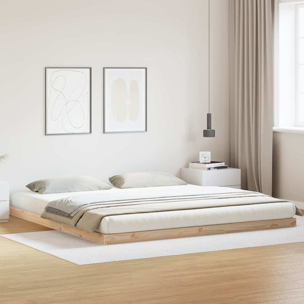 Gulvsengramme Naturfarvet 180 x 220 cm Massiv fyrretræ