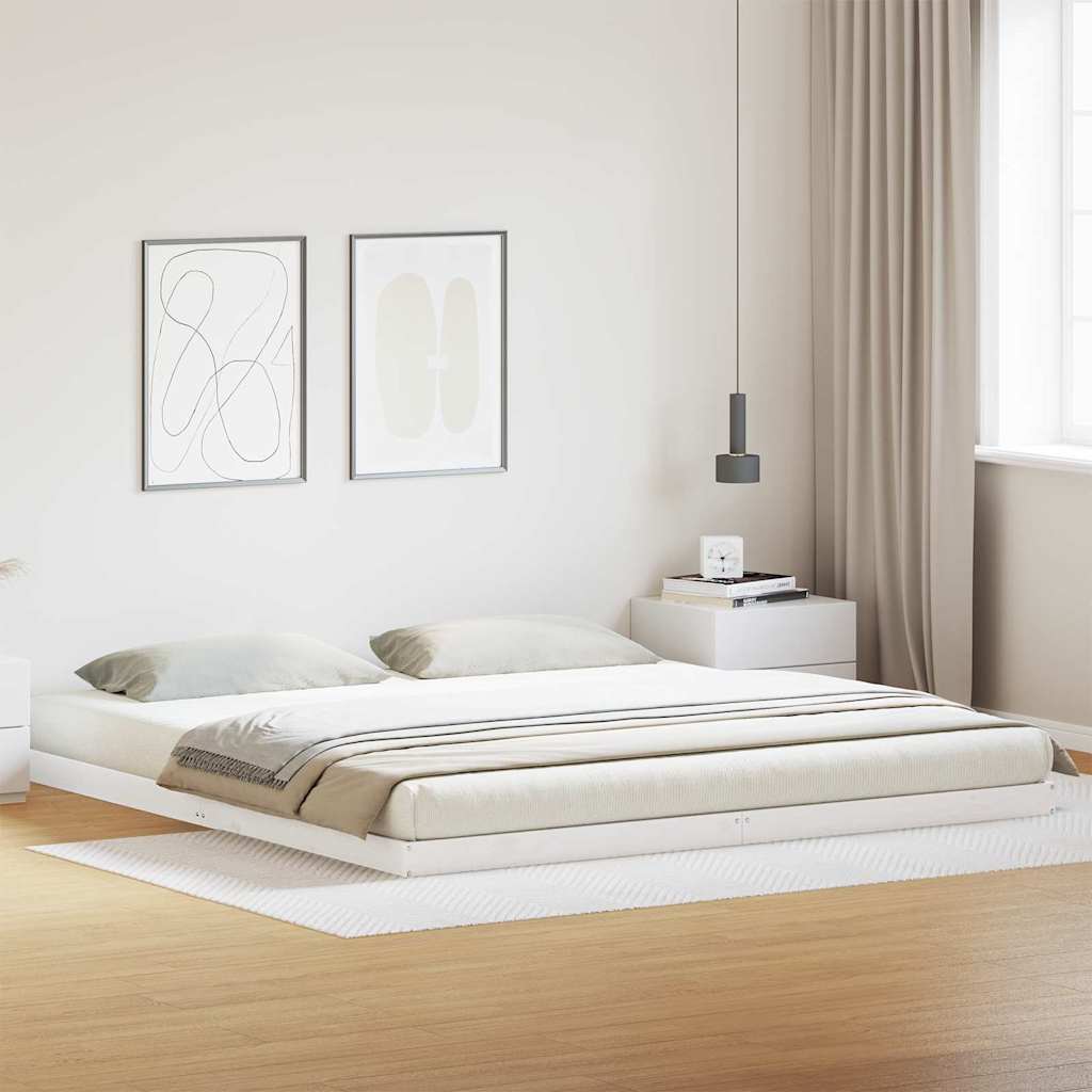 Gulvsengramme Hvid 180 x 220 cm Massiv fyrretræ