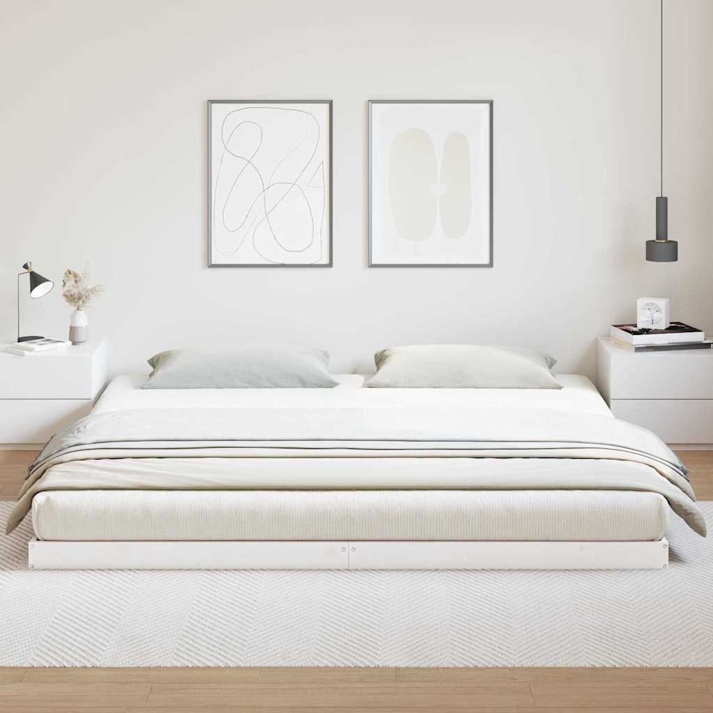 Gulvsengramme Hvid 180 x 220 cm Massiv fyrretræ