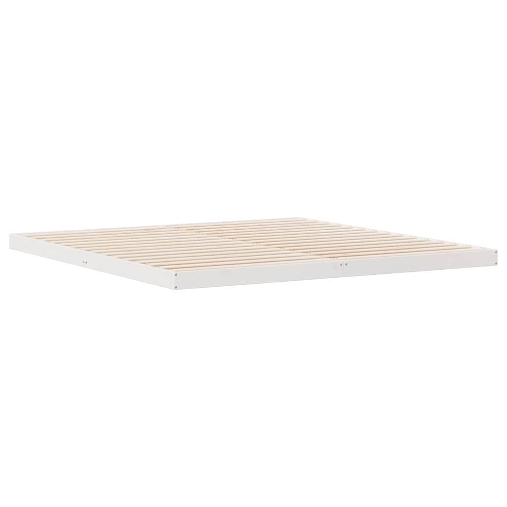 Gulvsengramme Hvid 200 x 220 cm Massiv fyrretræ