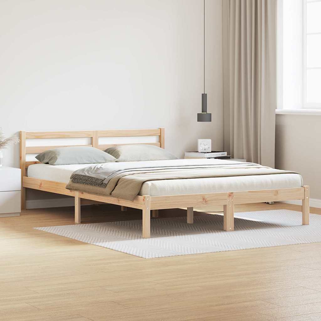 Sengestel Brun 215,5 x 145,5 x 69,5 cm Massivt fyrretræ