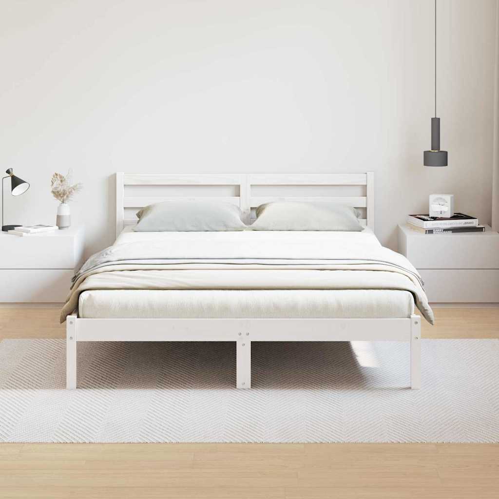Sengestel Hvid 215,5 x 145,5 x 69,5 cm Massivt fyrretræ