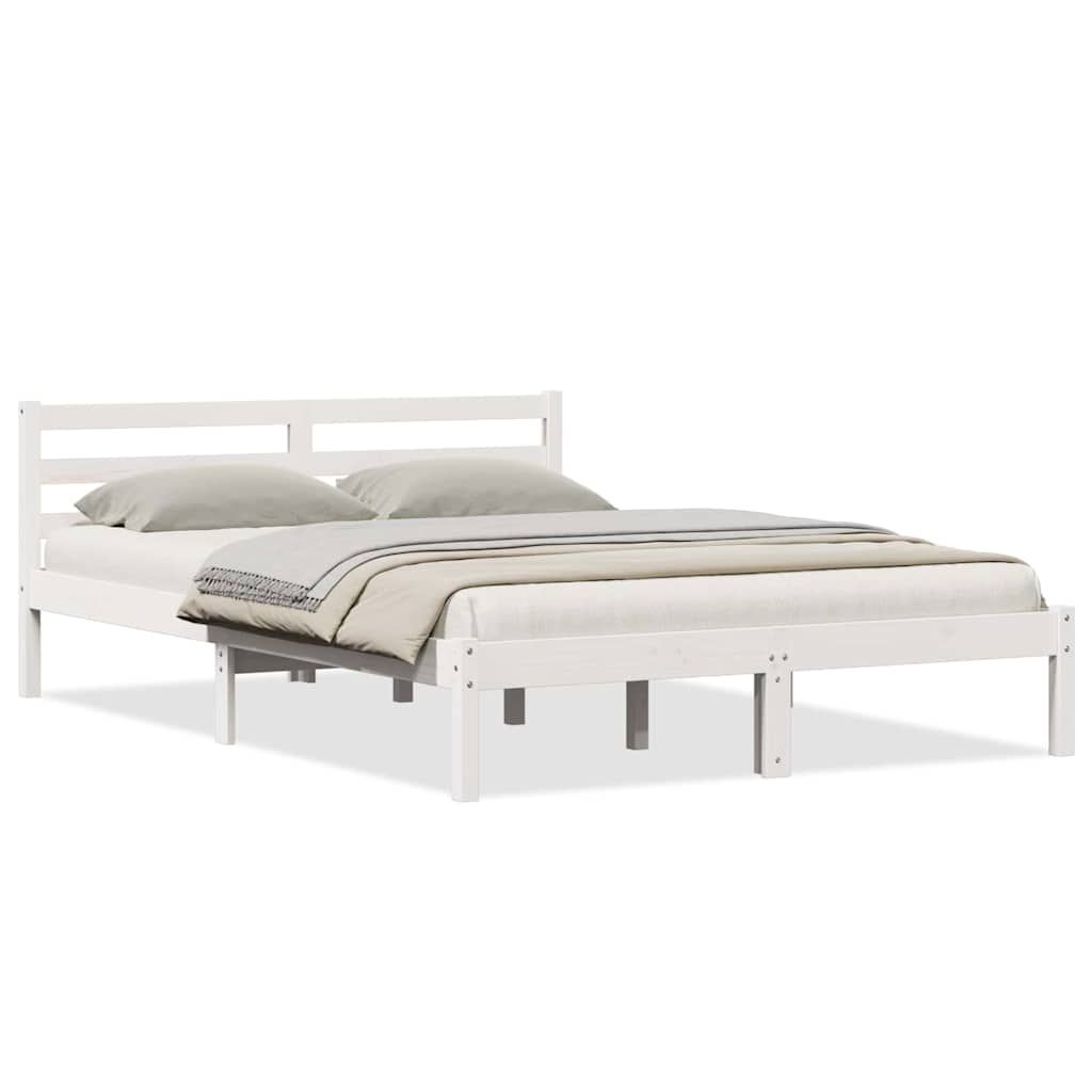 Sengestel Hvid 215,5 x 145,5 x 69,5 cm Massivt fyrretræ