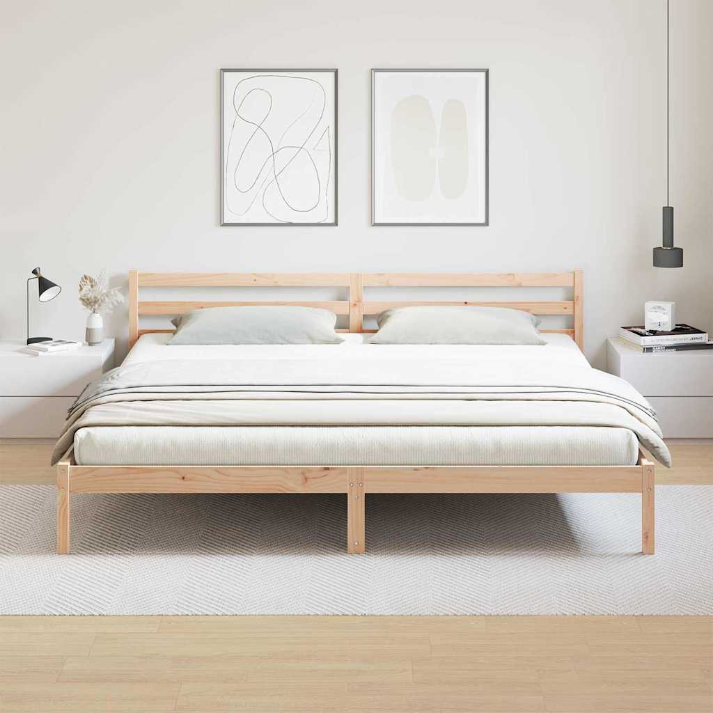 Sengestel Brun 215,5 x 185,5 x 69,5 cm Massivt fyrretræ