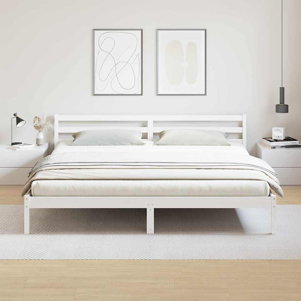 Sengestel Hvid 215,5 x 185,5 x 69,5 cm Massivt fyrretræ